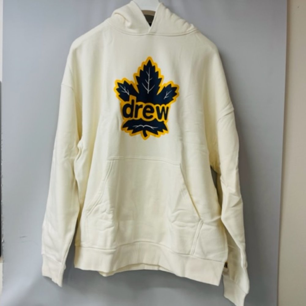 Drew House x Toronto Maple Leafs Secret Leaf Hoodie in Cream, Size XXL- NEW